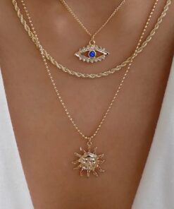 Evil Eye Necklace Layered Gold Necklace