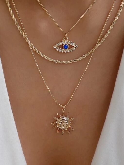 Evil Eye Necklace Layered Gold Necklace