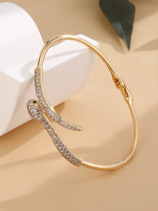 Gold Bangle Sparkling Snake Bracelet