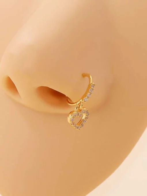 Gold Heart Nose Ring