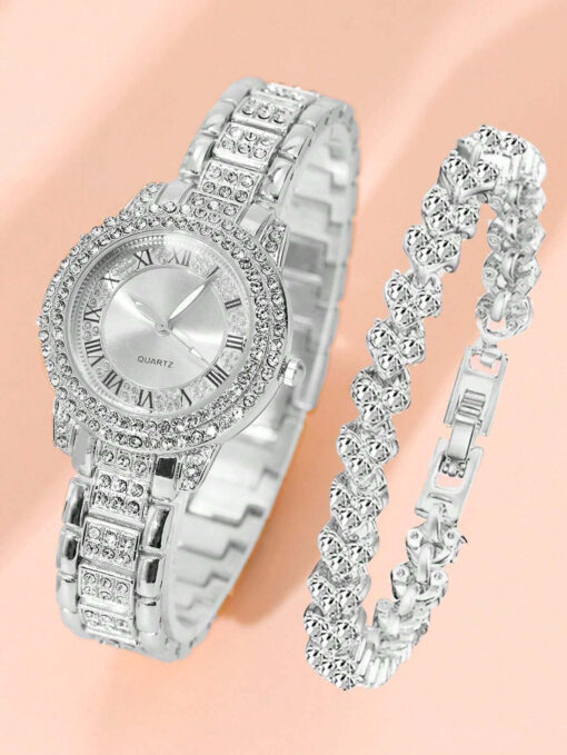 Sparkling Stones Silver Watch Set