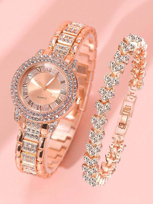 Sparkling Rose Gold Watch Set