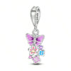 sparkling stones flowers & butterflies charm sterling silver