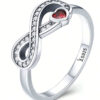 Sterling Silver Red Heart Infinity Ring S925