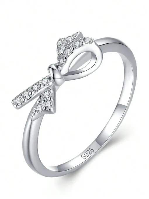 beautiful bow sterling silver ring s925