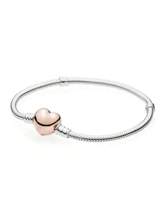 Heart Clip Sterling Silver Charm Bracelet S925