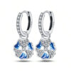 Silver & Blue Sparkling Flowers S925 Earrings