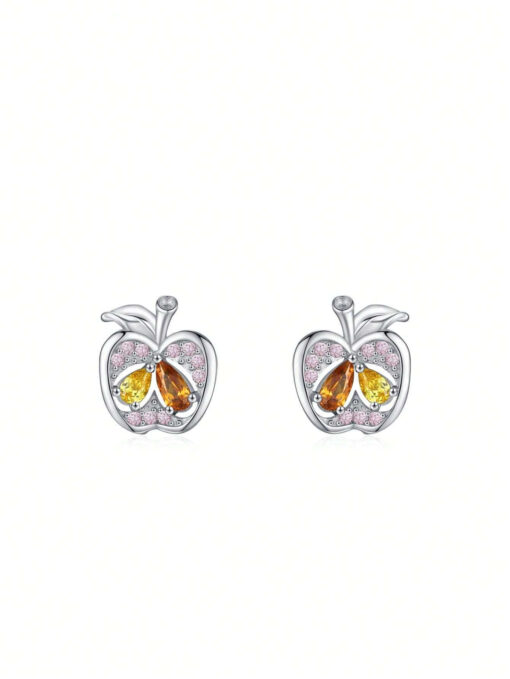 sterling silver apple earrings s925