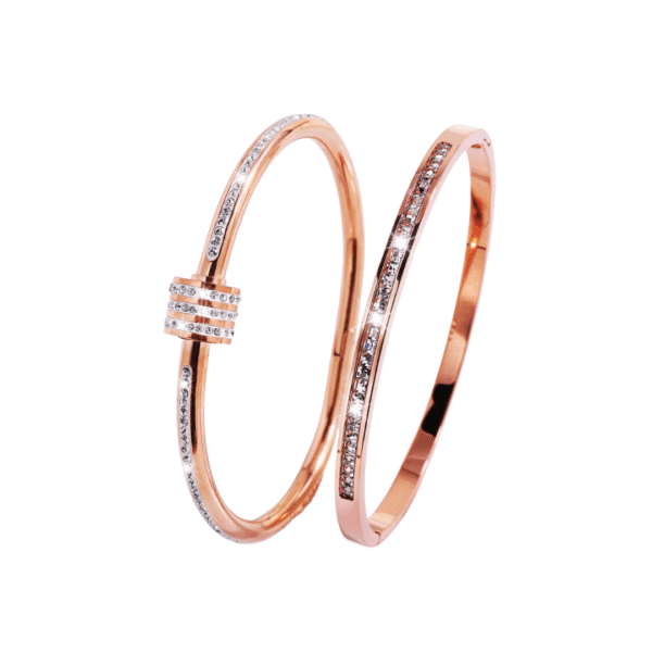 Rose Gold Bangle Bracelet Set