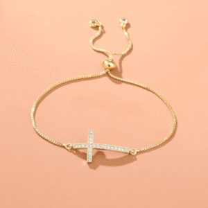 Gold Cross Bangle Bracelet