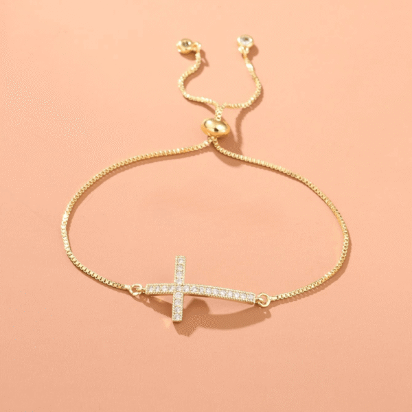 Gold Cross Bangle Bracelet