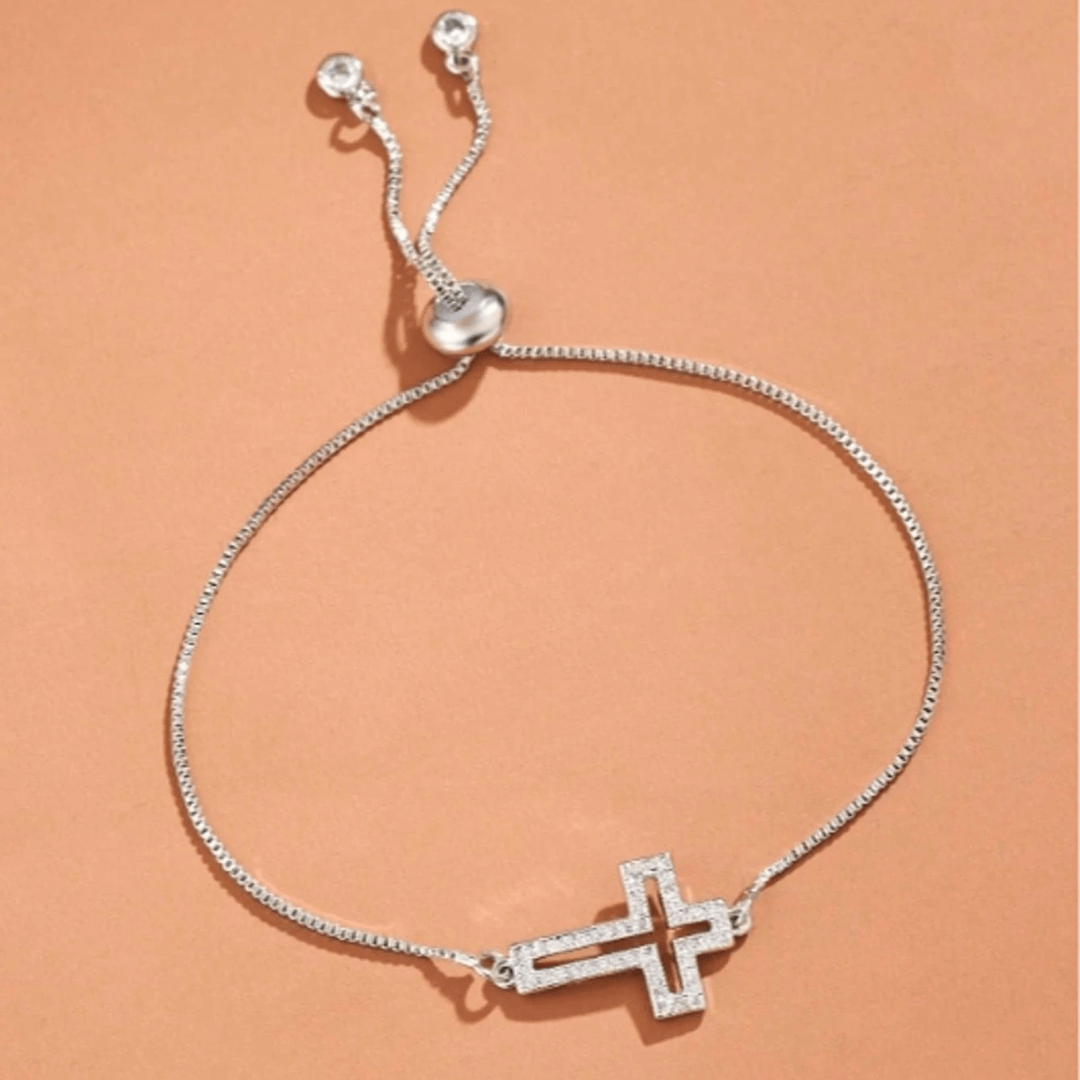 Silver Cross Bangle Bracelet
