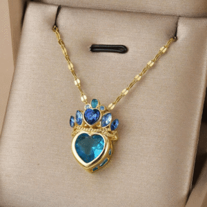 Golden Blue Heart Necklace