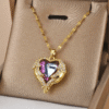 Golden Purple Heart Necklace