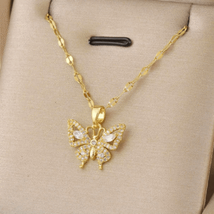 Golden Sparkling Butterfly Necklace