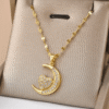 Golden Moon Heart Necklace