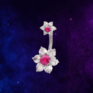 Red Flower Belly Ring